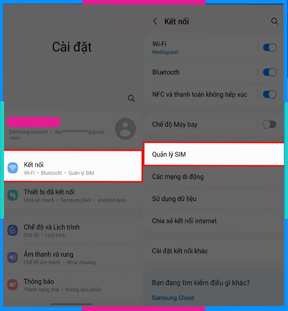 Esim Android Bước 1 Bước 2